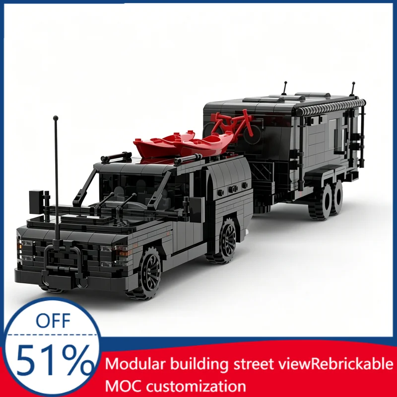 Фото Набор строительных блоков MOC Revive Caravans Bushtamer MK2 Dino Motors T-Rex Super Duty Facelift OffRoad Camper, 1115 деталей, подарок на день рождения №1