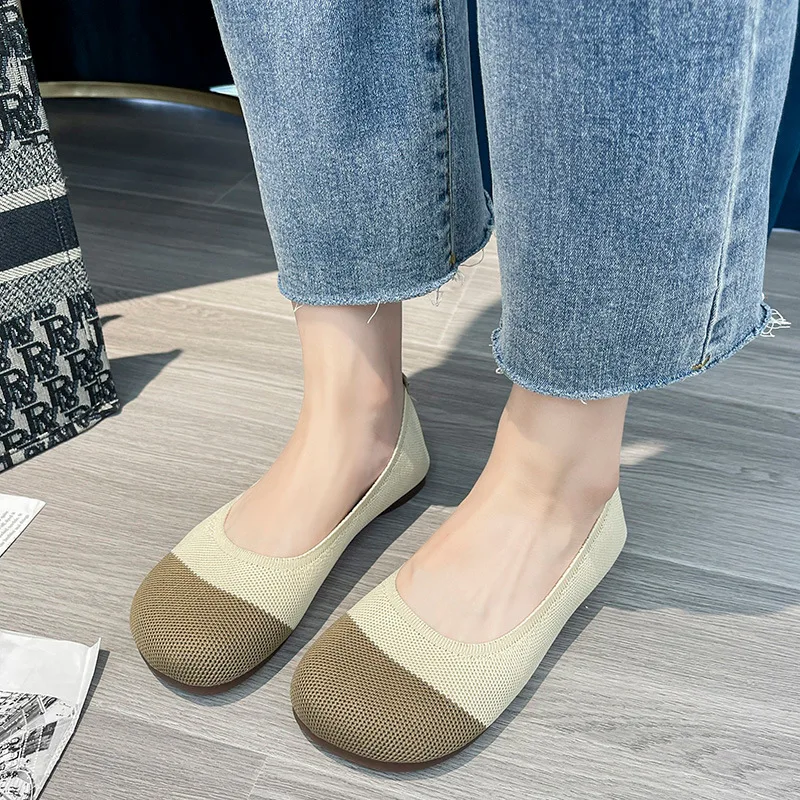 

2022 European and American spring and summer new shallow round toe woven flat shoes 2854