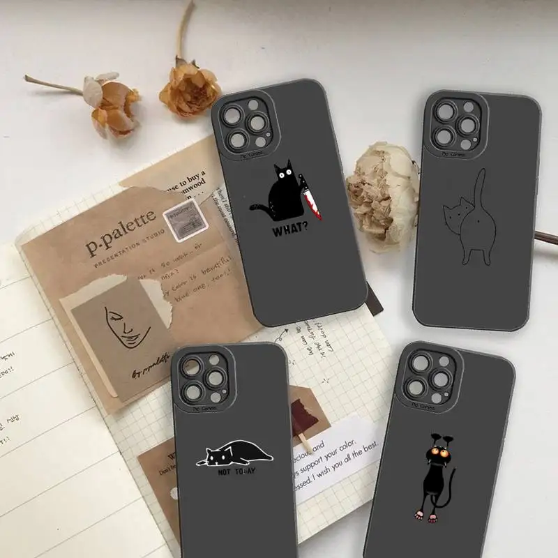 

Cute cat animal art design Phone Case For iPhone 13 12 11 Pro MAX Mini X XS XR 7 8 Plus Camera Lens Liquid Silicone