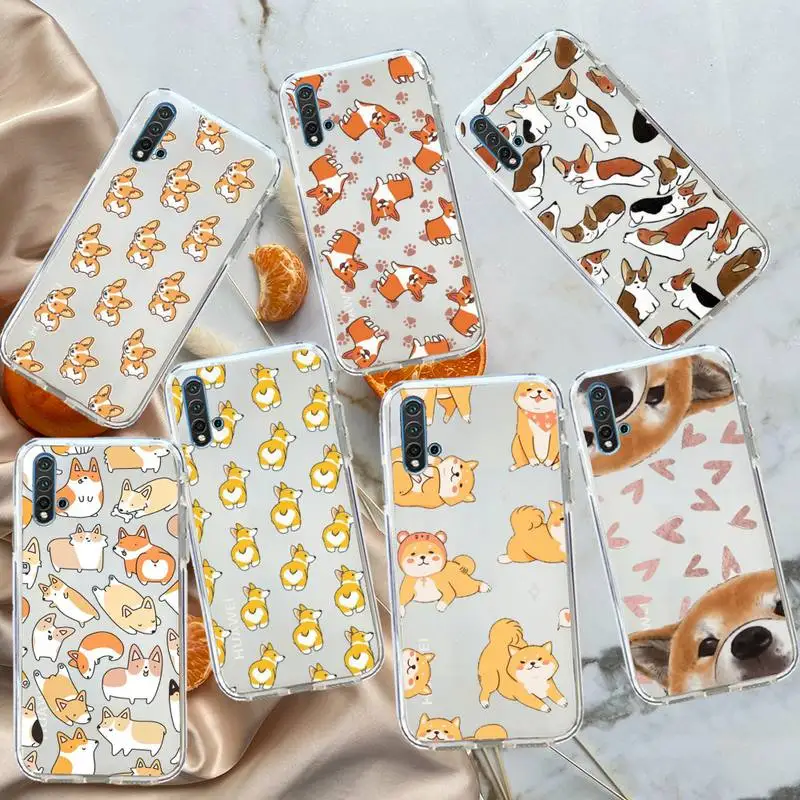 

corgi cute dog animal Phone Case Transparent for Huawei honor P mate Y 20 30 40 10 8 5 6 7 9 i x c pro lite prime smart