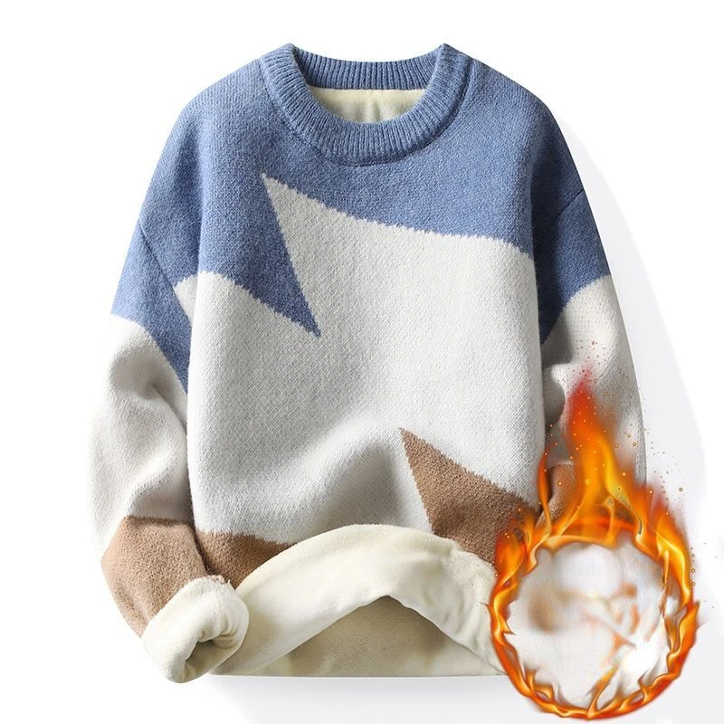 

Мужской осенне-зимний вязаный свитер с длинным рукавом и круглым вырезом