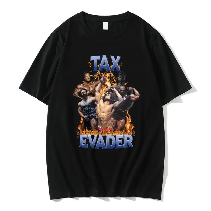 

Funny Tax Evader Graphic Tshirt Short-sleeved Summer Male Round Neck Streetwear Men Cotton Oversized Fitness Exercise T-shirts