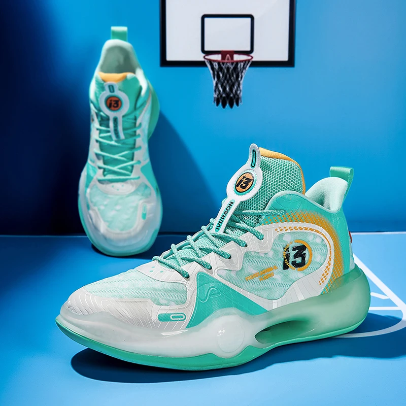 

New men's basketball shoes, lace-up high top sneakers, men's retro basketball shoes, breathable, hollow men's sneakers walking s