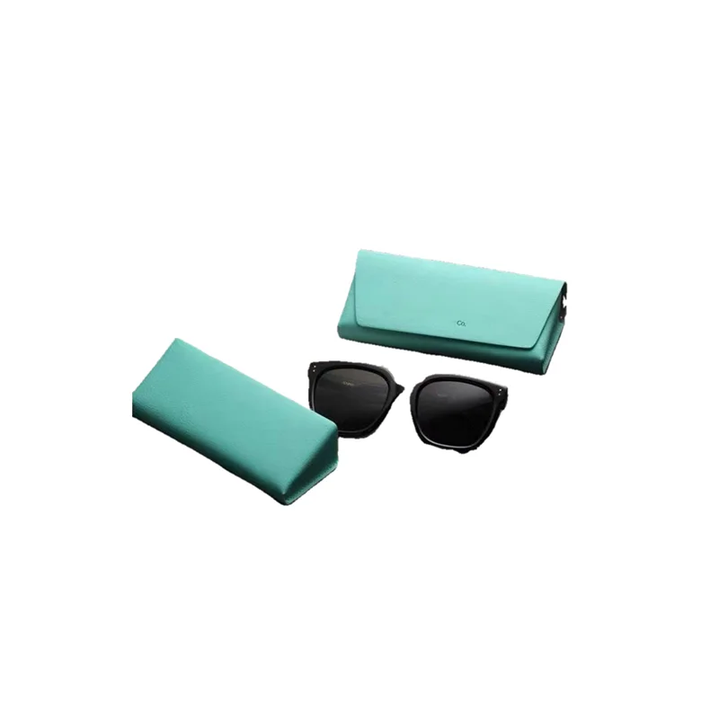 

Blue glasses case looks good and beautiful ultra light portable leather myopia glasses Tiffany sunglasses sunglasses case