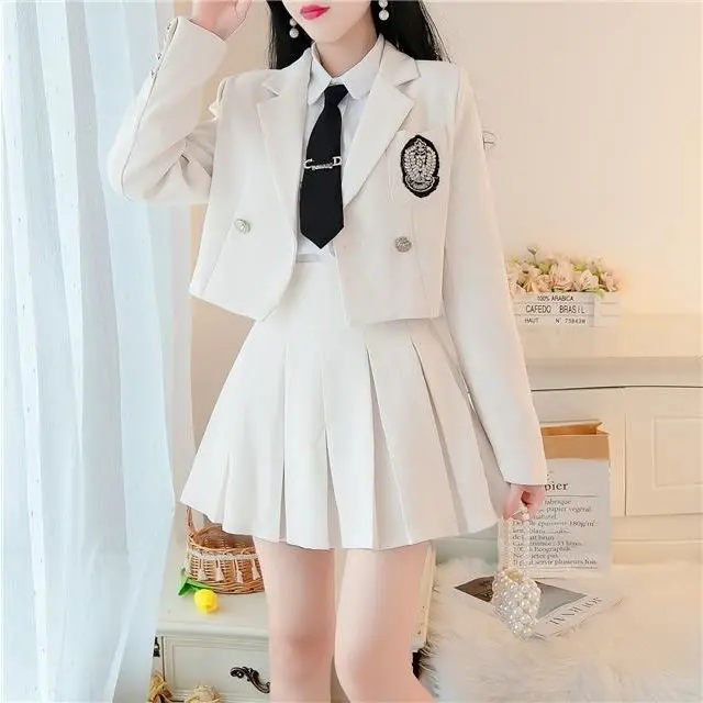 Suit female JK suit jacket pleated skirt spring and autumn dress professional dress temperament goddess fan two-piece suit