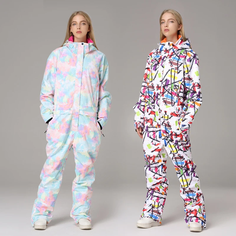 

2023 Winter Ski Suit Hooded Women Overalls One-Piece Skiing Jumpsuit Outdoor Warm Snowboard Jumpsuit Sports Waterproof