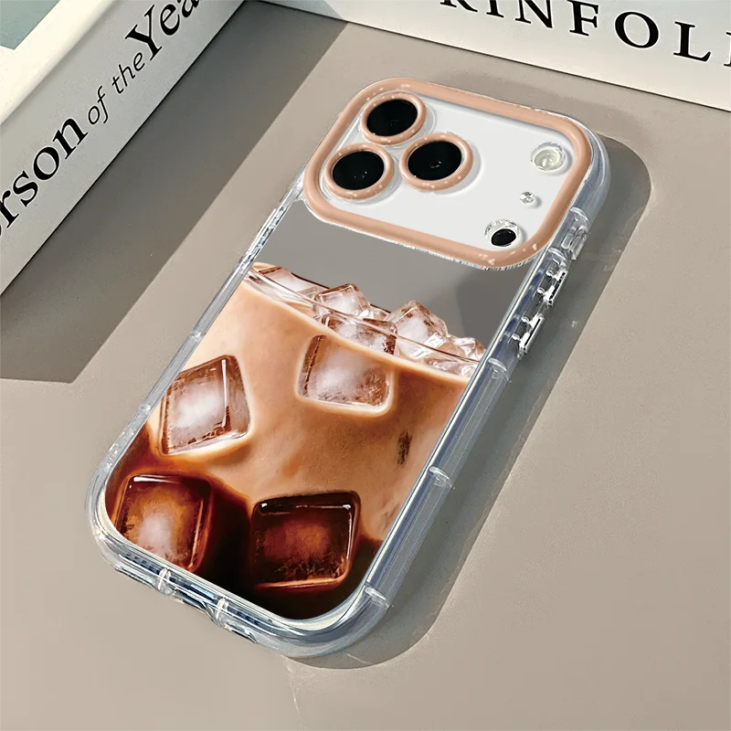 Фото Модный прозрачный чехол для телефона с узором «Ледяной кофе» для iPhone 17 Pro Max, 17 Air, 11, 12, 13, 14, 15, 16 Pro, XS, X, XR, 8 Plus, мягкий чехол №4
