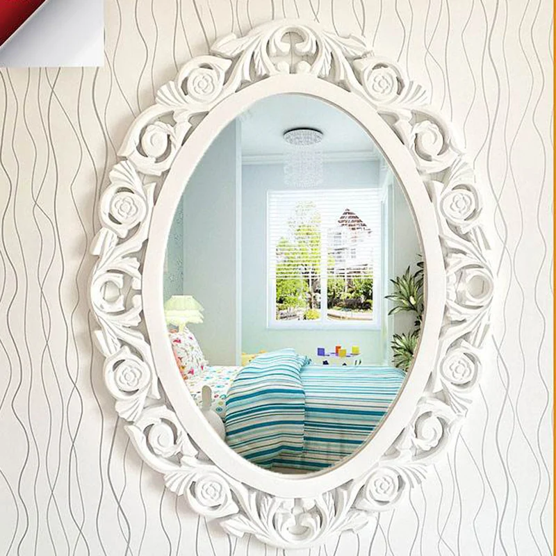 

Aesthetic Bedroom Wall Mirror Stickers Makeup Room Curved Jeweler Wall Mirror Bathroom Hanging Miroir Mural Room Decor HY50WM