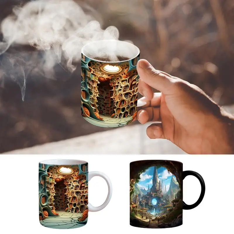 

Creative 3D Bookshelf Mug 350ml Portable Coffee Mug Multi Purpose Ceramic Mug Novelty Book Lovers Coffee Cup For Tea Hot Drinks