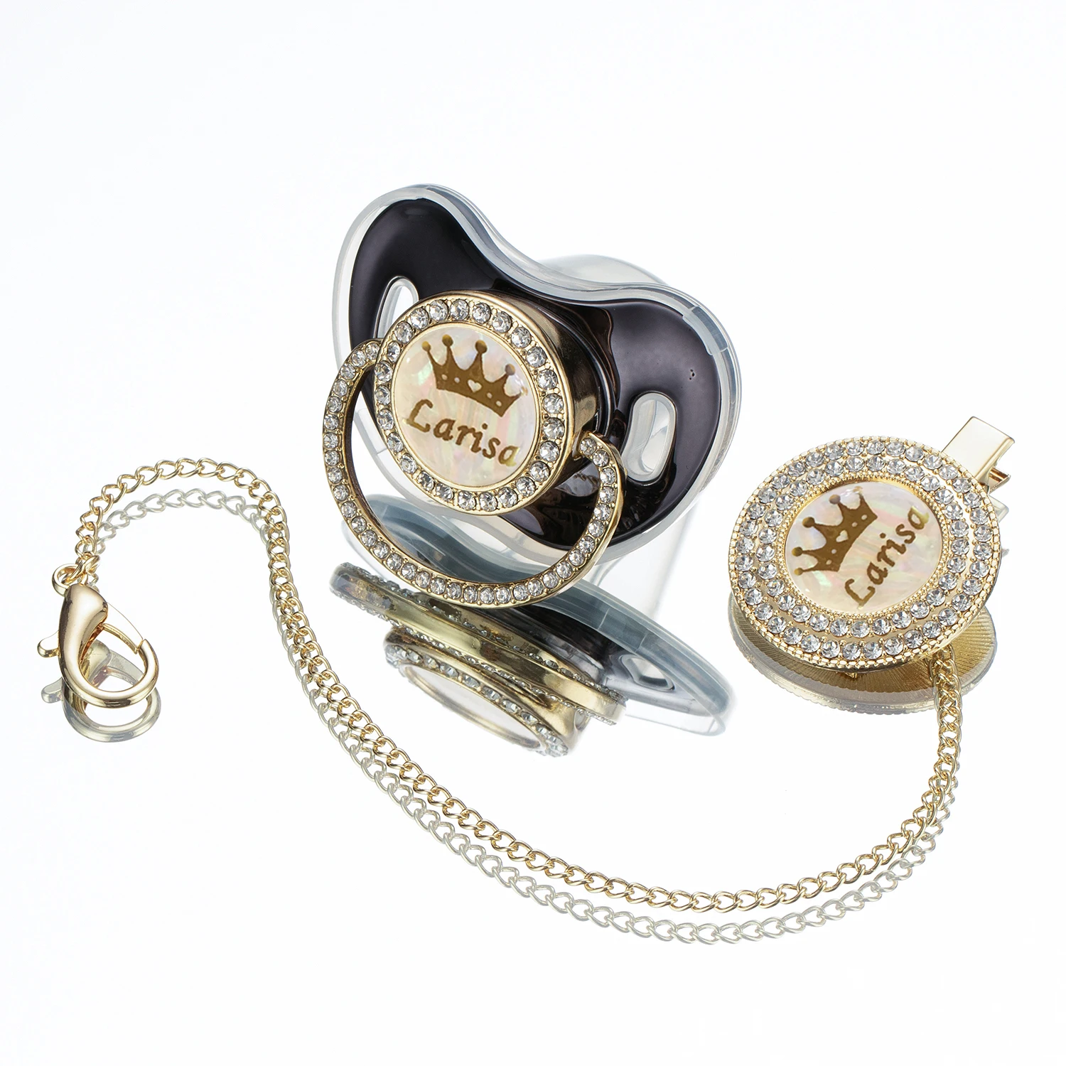 

Сверкающие детские соски и зажимы MIYOCAR на заказ, Набор держателей с именем, персонализированная фотография для мальчиков и девочек