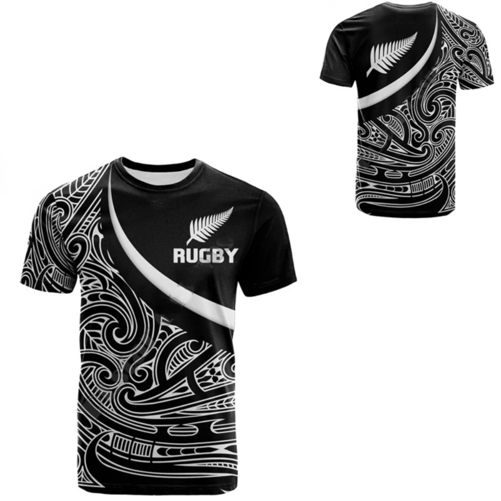 

Summer Casual Funny Short Sleeve Rugby Men's T-Shirt Silver Street Wear Tribal Island Comfortable Breathable 3D Printed Shirt
