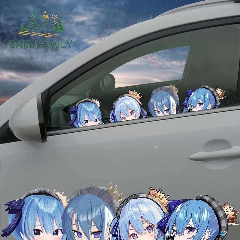 

EARLFAMILY 13cm x 10.1cm for Hashimoto Suisei Car Stickers Sunscreen Personality Decals Anime Waterproof Bumper Windows Decor