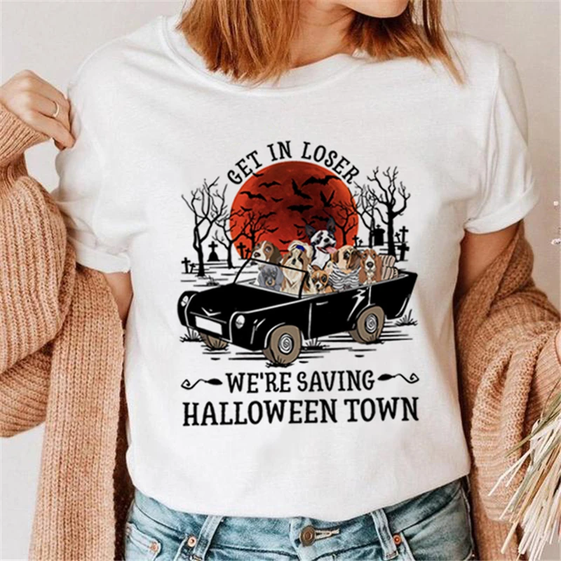 

Повседневная Осенняя Новая модная футболка в стиле ретро с короткими рукавами и мультяшным принтом букв, женская футболка с круглым вырезо...