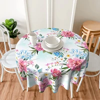 summer decorations floral multiecolor tablecloth round 60 inch table cover polyester wrinkle resistant waterproof table cloth