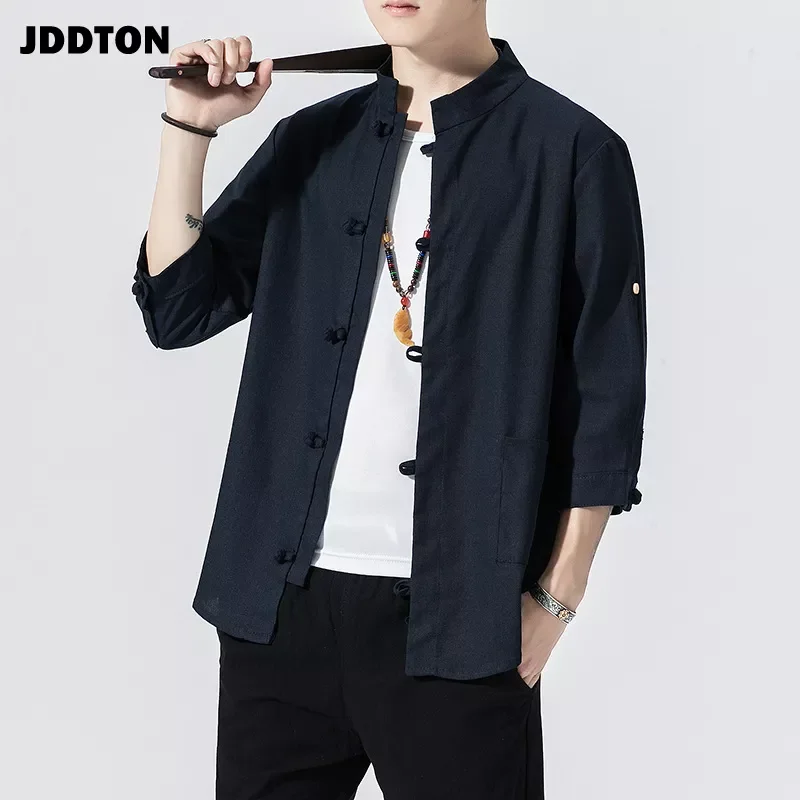 

NEW IN JDDTON Spring Men Linen Kimono Fashion Loose Long Cardigan Outerwear Vintage Coat Male Jackets Casual Solid Slim Overcoat