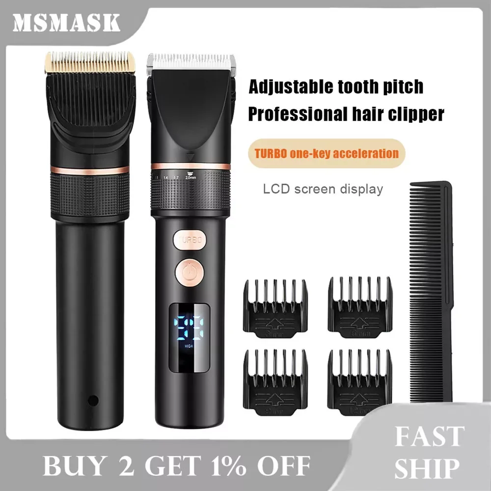 

NEW 2023 Hair Clipper Rechargeable Hair Trimmer Salon Men Hair Cutting Barber Machine LCD Display 0mm Baldheaded Cutter