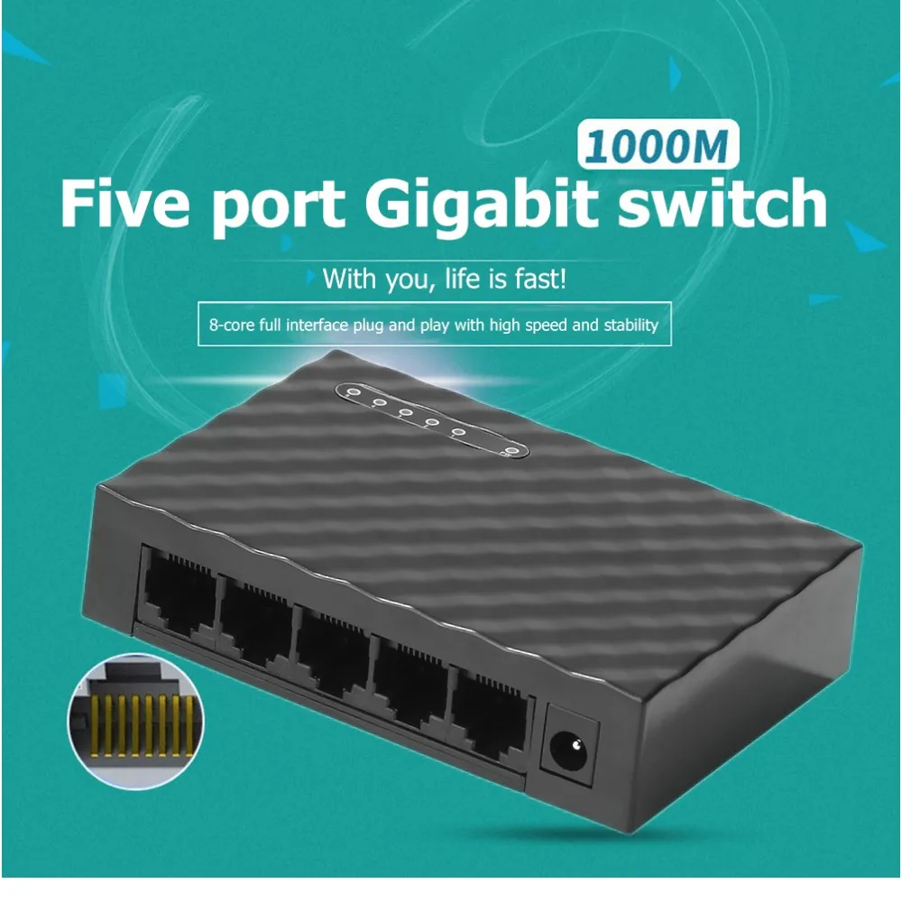 

Сетевой коммутатор, 5 портов, 1000 м, гигабитный, RJ45 LAN