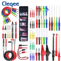 cleqee p1957 64pcs multimeter wire piercing probes test leads kit with puncture needle 4mm banana plug alligator clip