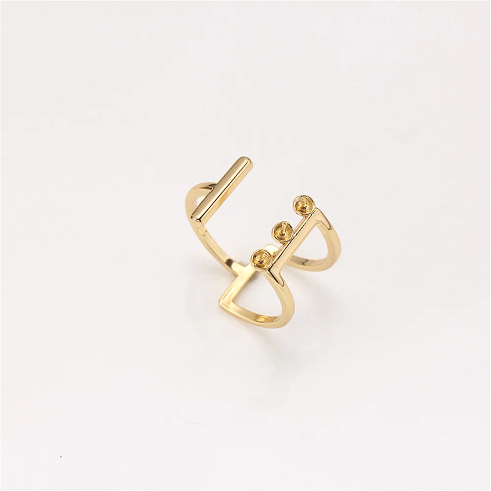 

14k gold clad colorful three single row of pearl ring open ring adjustable DIY accessories accessories for women