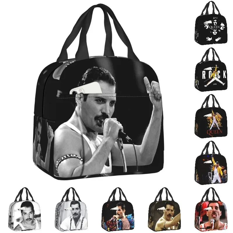 

Freddie Mercury Resuable Lunch Box for Women Thermal Cooler Food Insulated Rock Band Queen Lunch Bag Work School Picnic Bags