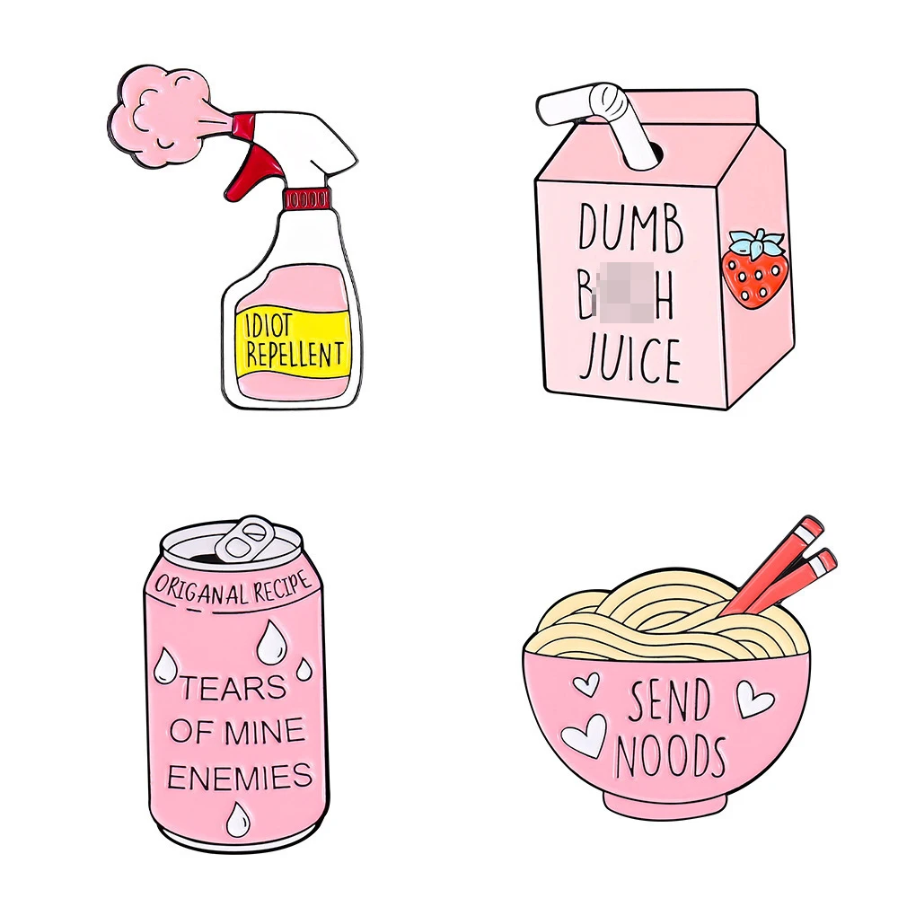 

Pink Series Soda Milk Noodle Cleaner Brooch Clothing Accessories Backpack Alloy Brooch Badge Enamel Lapel Pins