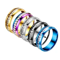 titanium steel single row diamond rings stainless steel diamond couple rings european and american jewelry wholesale