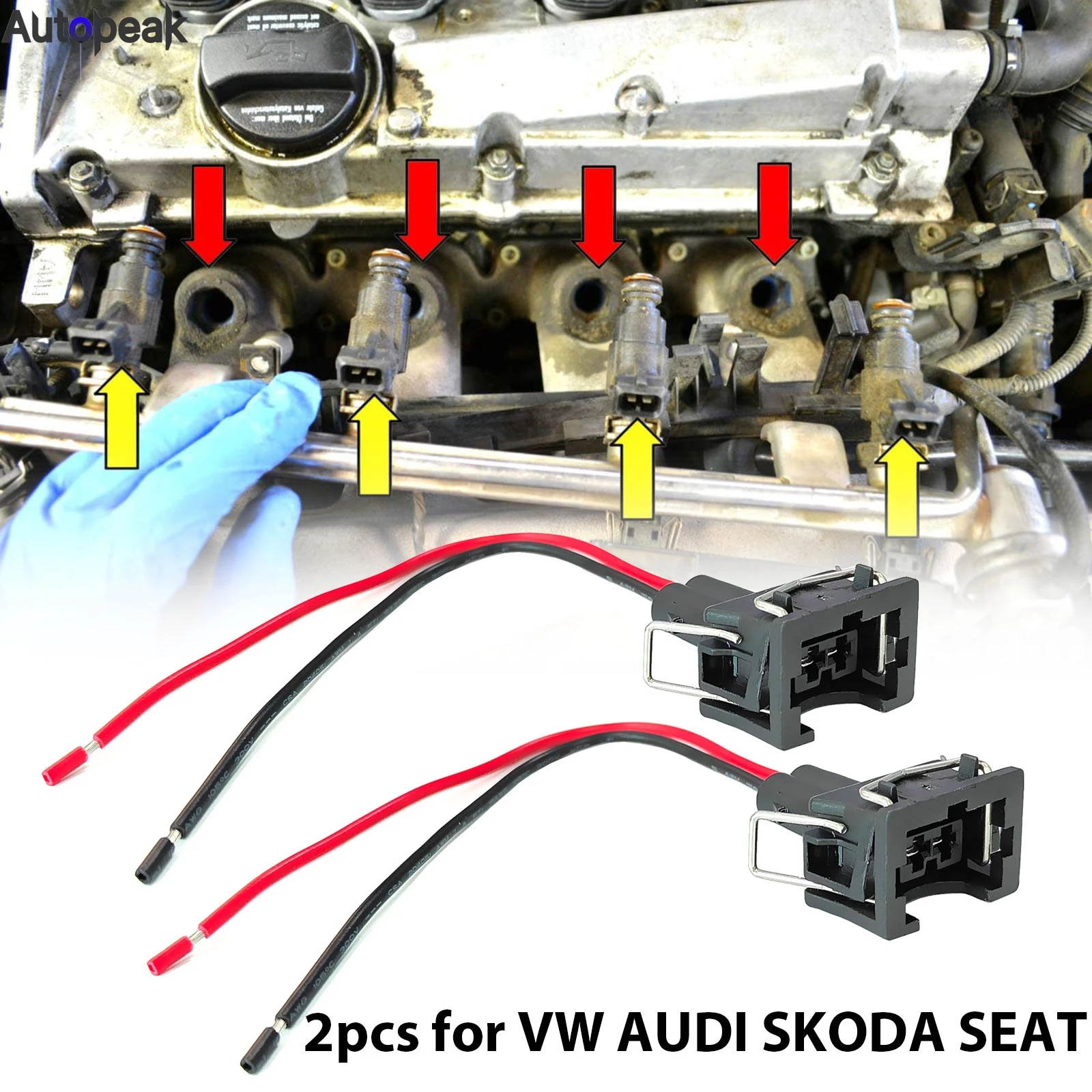 

2 шт. для VW Audi Seat Skoda EV1, топливная форсунка, холодный запуск, клапан управления холостым воздухом, разъем, проводка 037906240 1287013003