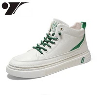 2021 autumn new fashion skateboard shoes mens high top leather white shoes platform sneakers comfort and casual mens shoes