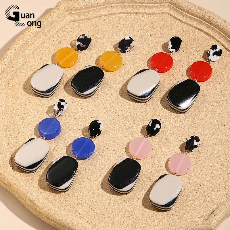 

GuanLong Hot Sell Big Hanging Drop Woman Earring Trendy Jelewery Resin Vintage Long Earrings For Women Fashion Accessories 2022