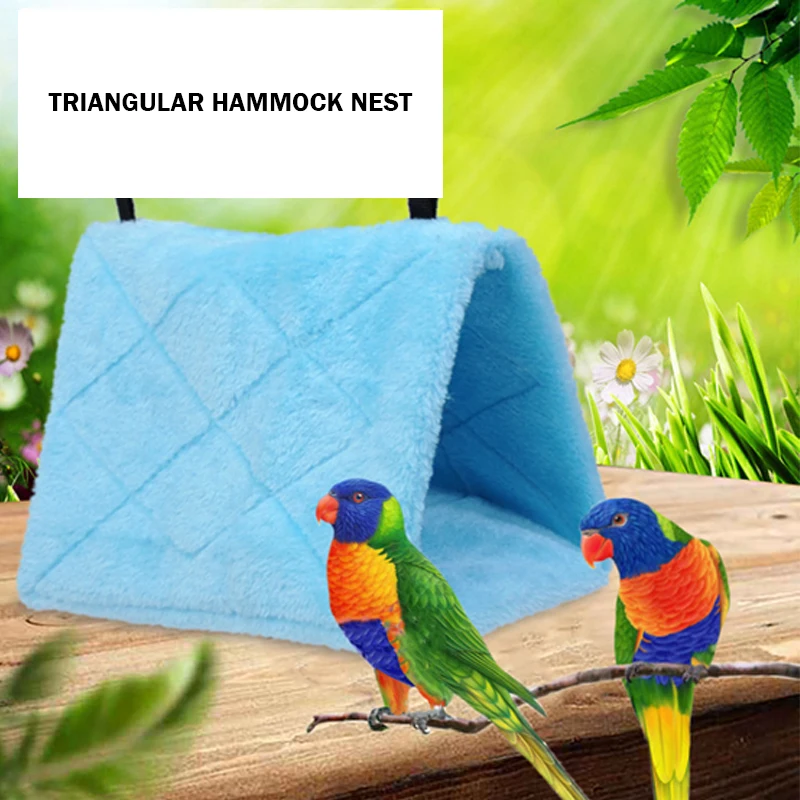 

Autumn Winter Warm Triangle Flannelette Bird Nest Bird Bed House Parrot Cage Tent Bed Hanging Cave For Sleeping And Hatching New