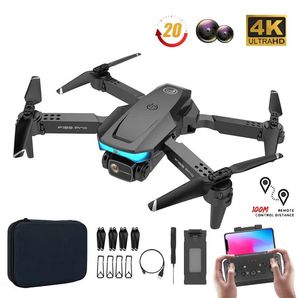 F189 PRO Drone 4K HD  Double Camera with WIfi FPV Collapsible Avoidance Obstacle Rc Quadcopter Dron Rc Helicopter Boys Toys