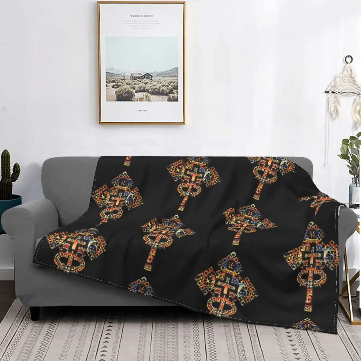 

Одеяло в африканском стиле с эфиопским крестом, флисовое ультрамягкое покрывало для дивана, офиса, покрывала для весны и осени