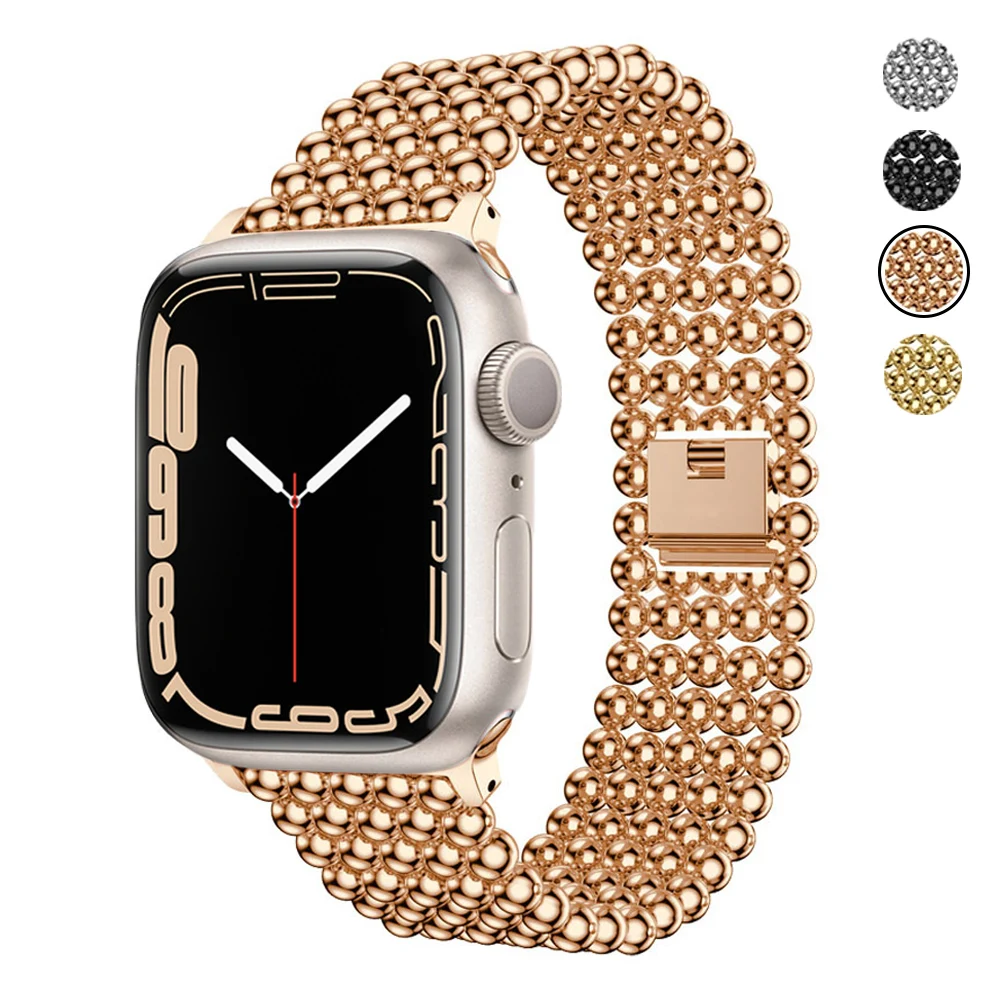 

Браслет из нержавеющей стали для apple watch Ultra 49 мм series 7 6 SE 5 3, роскошный бриллиантовый браслет для iwatch 42 мм 38 40 44 41 45 мм