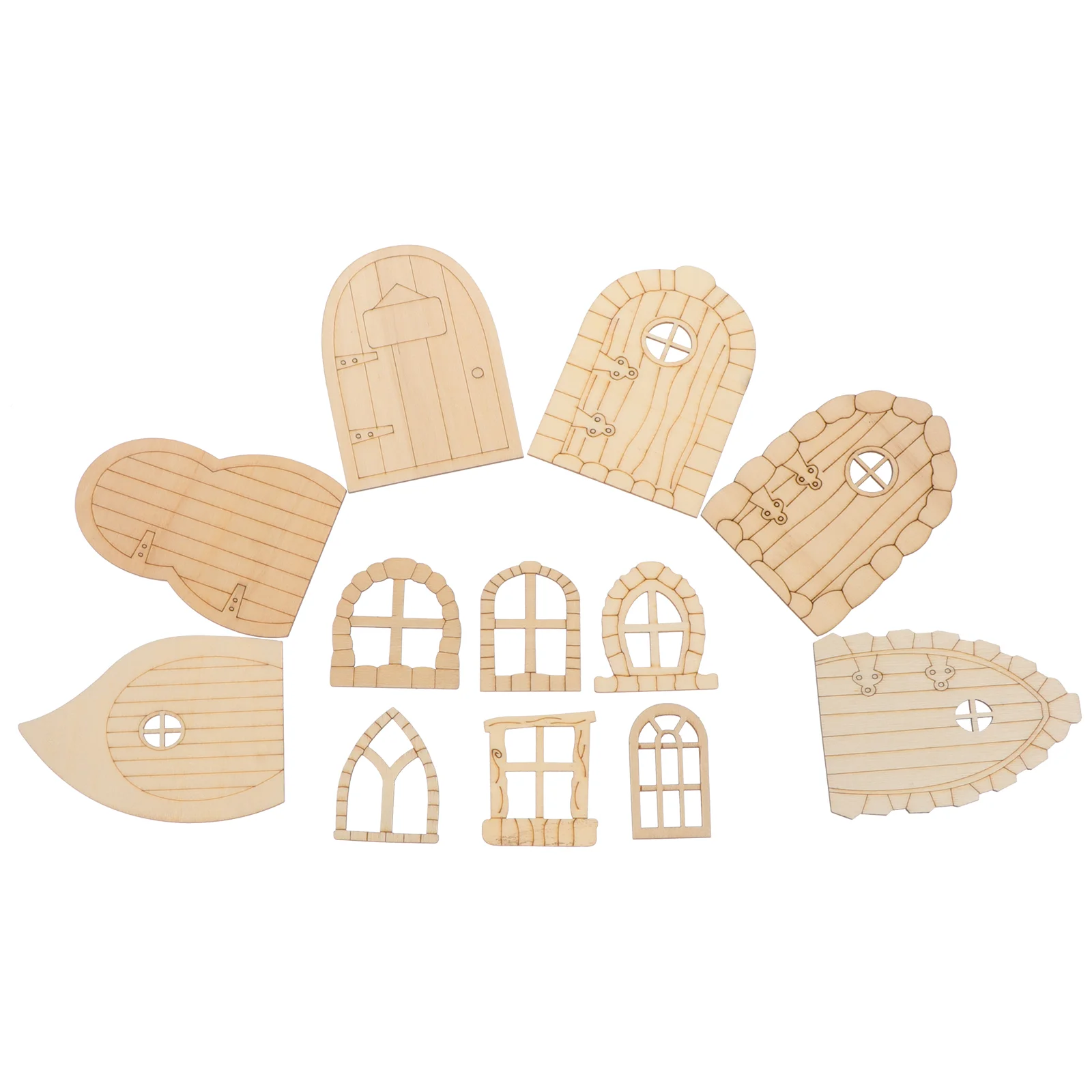 

48 Pcs Wooden Dollhouse Crafts Unfinished Girl DIY Materials Fairy Garden Door Slices Chips Boards Child