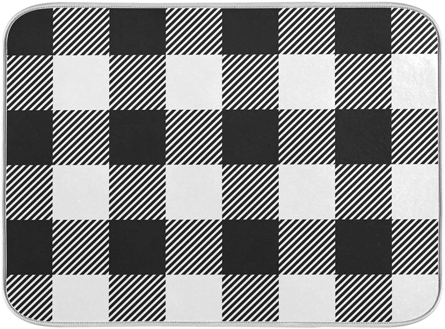 

White and Black Buffalo Plaid Dish Drying Mat 18x24 Inch for Kitchen Classic Buffalo Check Dishes Pad Dish Drainer Rack Mats