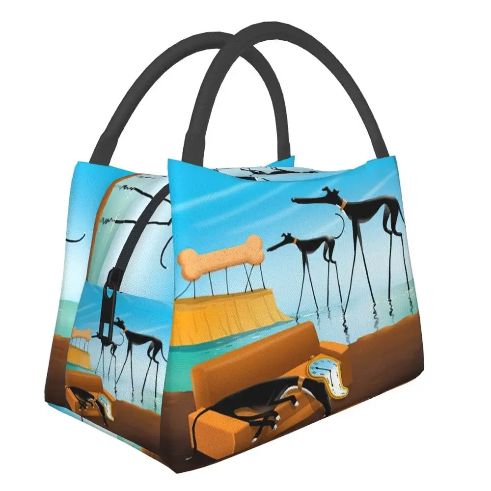 

Забавная изолированная сумка для ланча Сальвадора Дали с изображением грейкера для женщин, термо-охладитель для собак, коробка для бенто, для офиса, пикника, путешествий