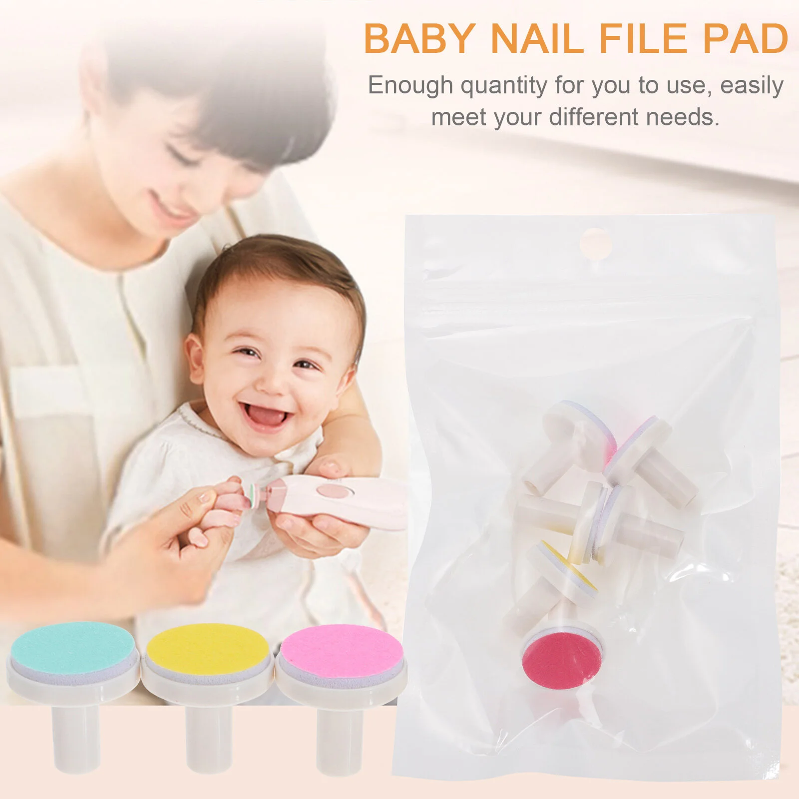 24 Pcs Grinding Head Baby Nail Trimmer Toddler File Pad Scissors Sandpaper Child images - 5