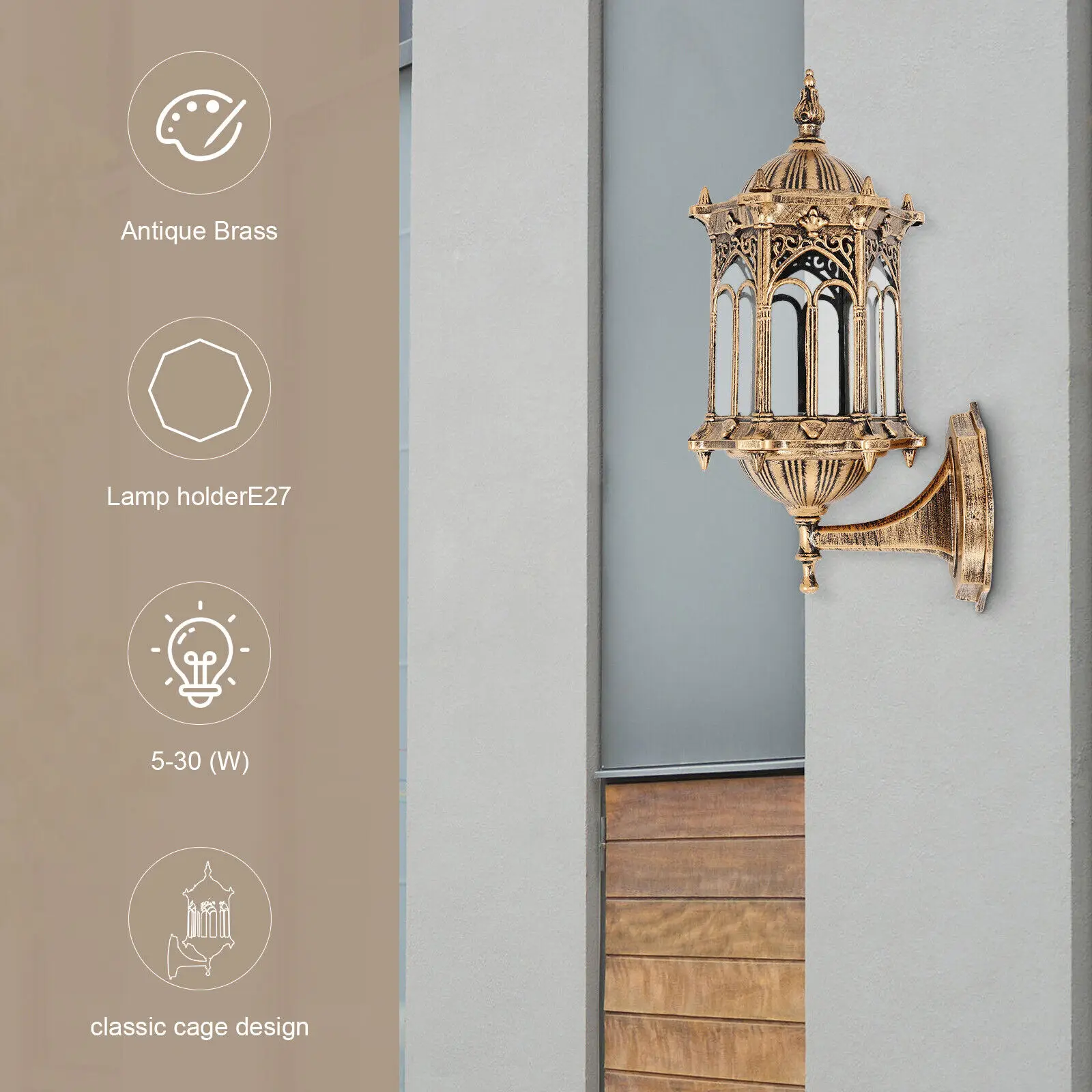 

Retro Exterior Wall Light Fixture Antique Aluminum Lantern Vintage Outdoor Garden Lamp Sconce