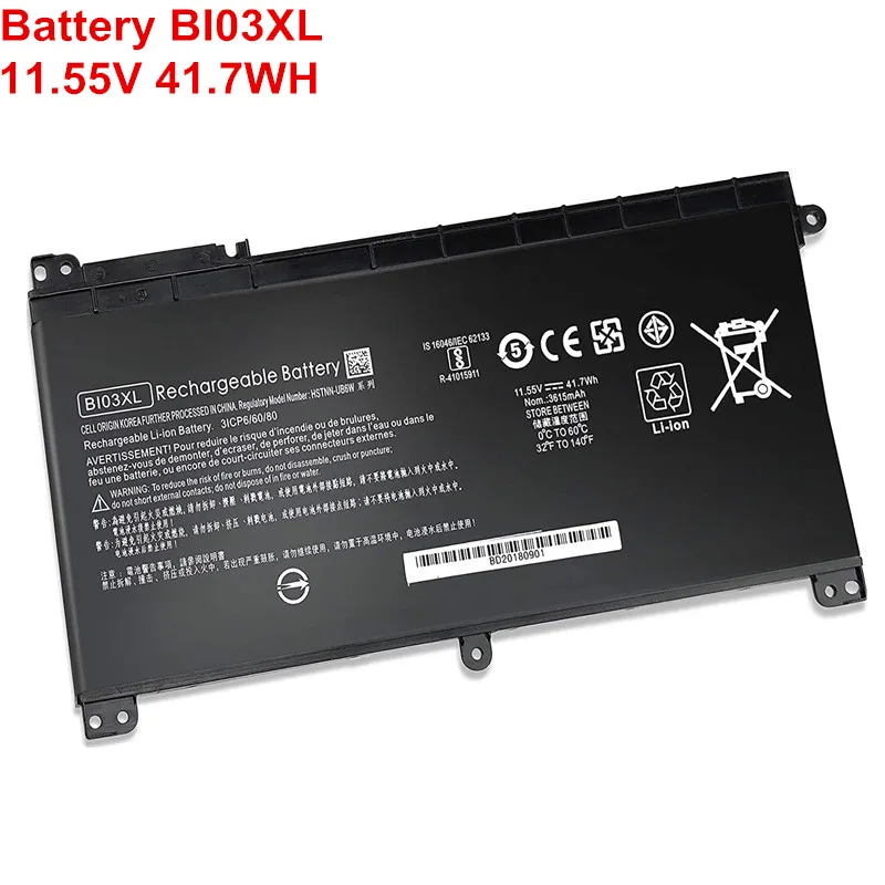 

New Genuine Original Laptop Battery BI03XL For HP Pavilion X360 13-U Series 13-u000 Stream 14-ax000 HSTNN-UB6W Lithium
