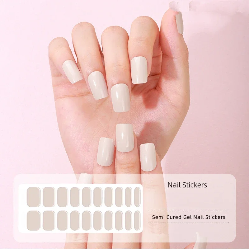 

Solid Color French Gel Nail Strips Patch Sliders UV/LED Lamp Cured Adhesive Long Lasting Gel Nail Stcikers for Adhesive Nails