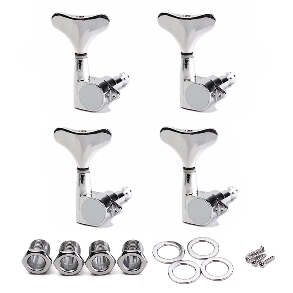 

4R Electric Bass Guitar Tuners Machine Heads Bass Guitar Tuning Pegs Tuning Keys Buttons Chrome Guitar