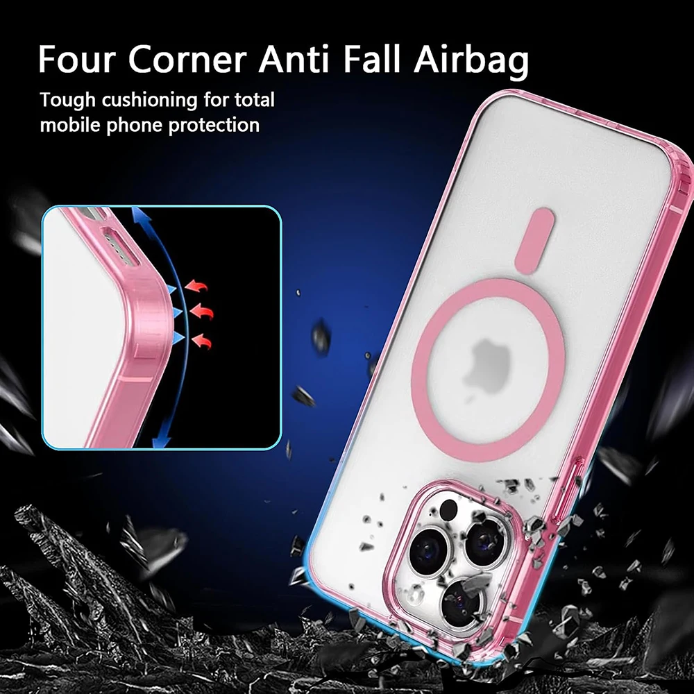 Фото Прочный Магнитный Гибридный чехол Magsafa для iPhone 16 15 14 13 12 11 Pro Max Plus Mini, матовый жесткий силиконовый чехол из поликарбоната карамельных цветов №4