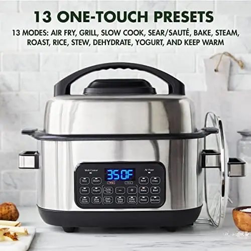 Slow Cooker & Grill, Presets To Steam Saute Broil Bake And Cook Rice, Healthy Ceramic Nonstick And D Hom