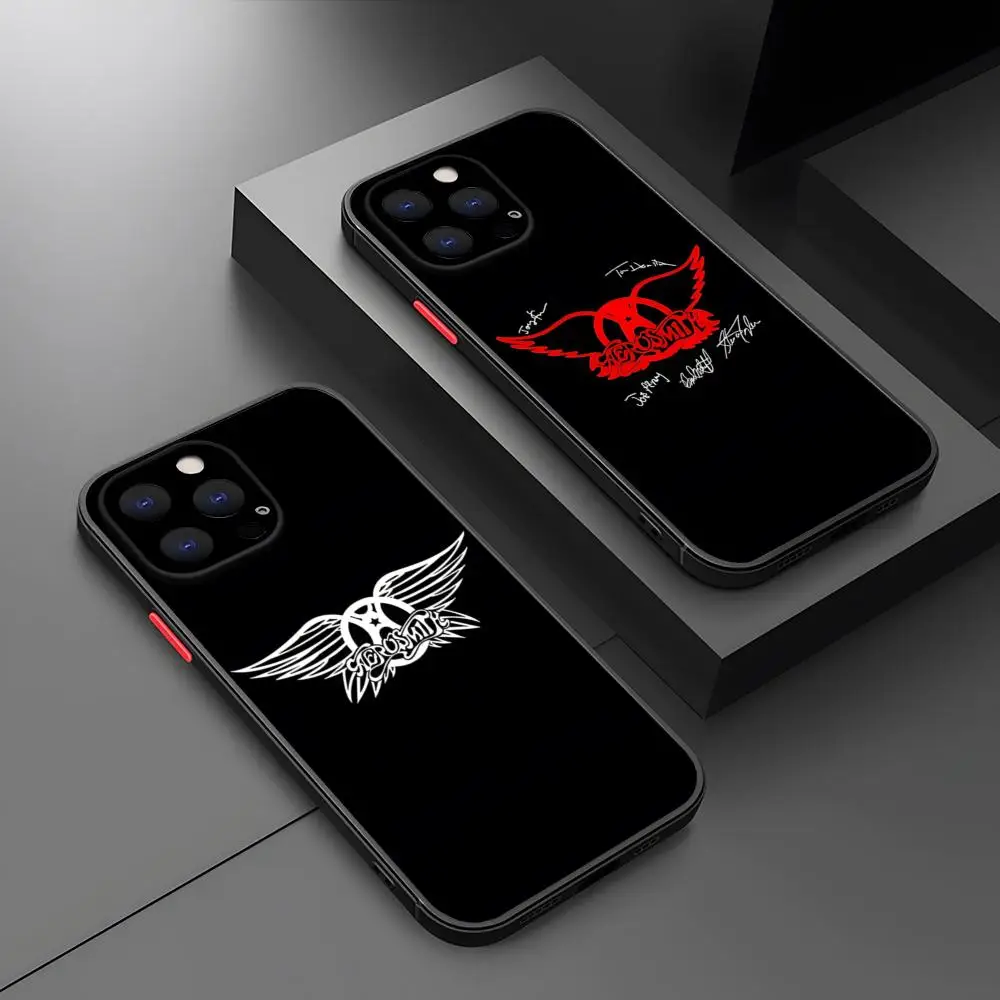 Фото MINISO Punk Aerosmith Rock крутой чехол для телефона для Iphone 17 16 15 14 Max 13 12 mini 11, матовая полупрозрачная задняя крышка №1