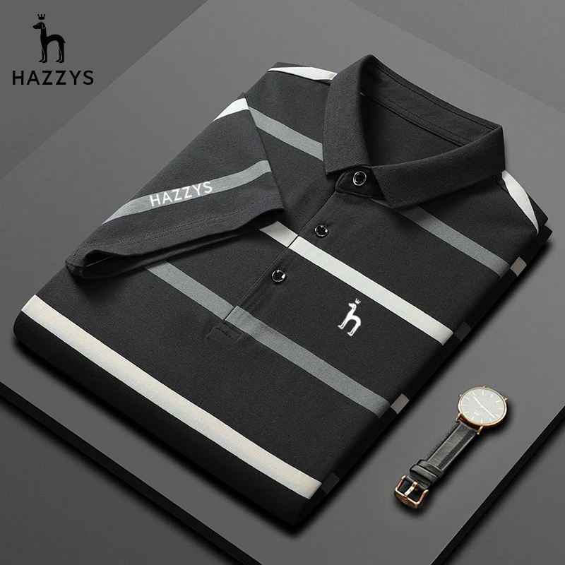 

Golf Summer New High Quality Men's Stripe Short Sleeve T-shirt Cotton Thin Business Polo Men's Polo Shirt