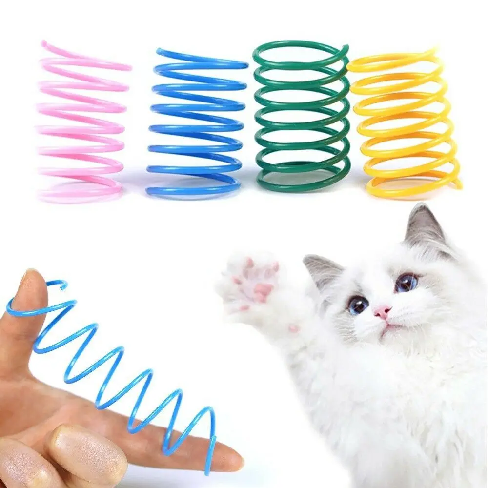 

4/8/12/20Pcs Funny Cat Kitten Spring Toy Bouncy Plastic Training Toys Teasing Playing Cat Toy Pet Supplies