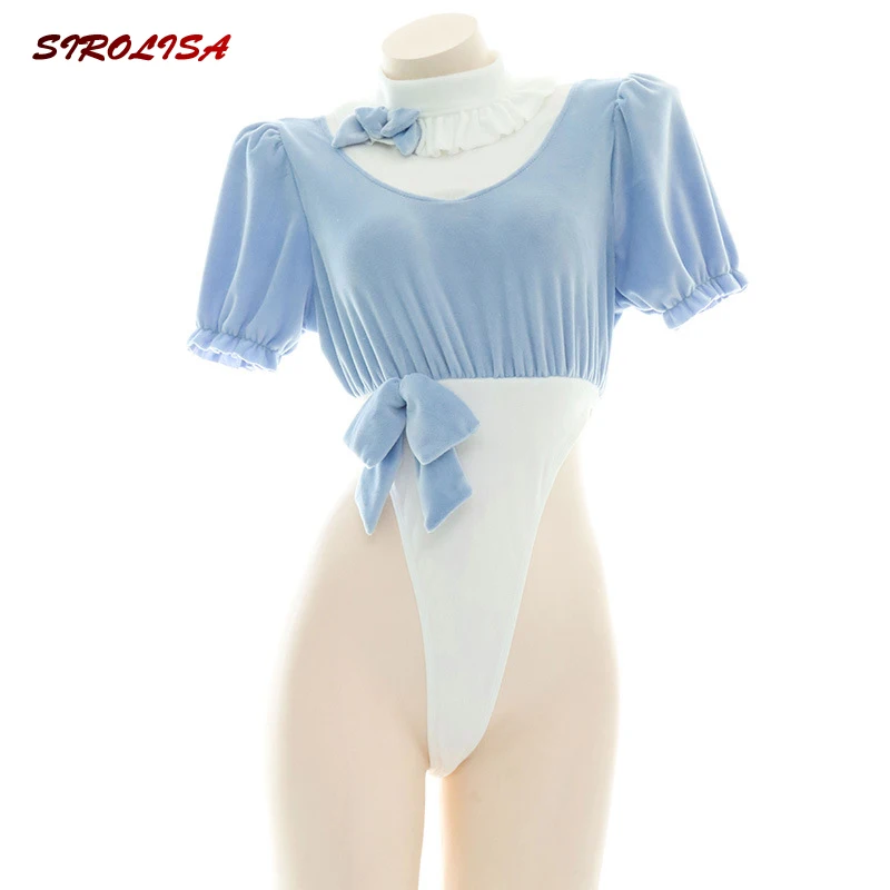 

Пикантное боди, плюшевый воротник-стойка, Женская милая Лолита, бархатная Лоскутная Милая одежда для сна для девочек, милая Пижама с высоким...