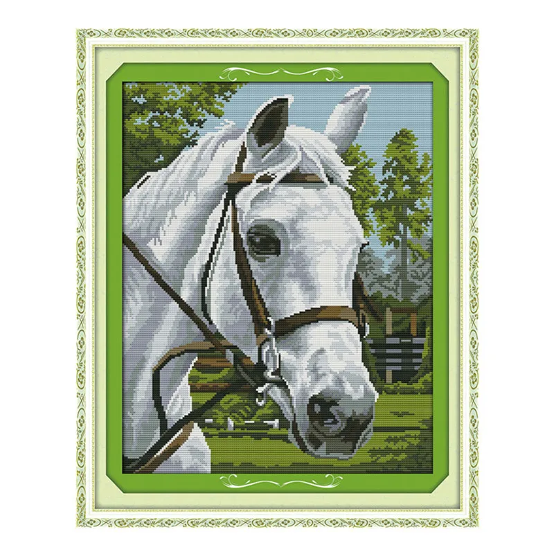 

Набор для вышивки крестиком с изображением белой лошади (1) 14ct, 11ct