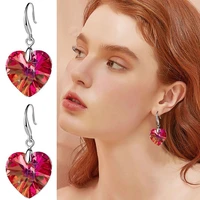 2022 new fashion ocean star love pendant earrings for women colorful peach heart crystal jewelry gift p0q3