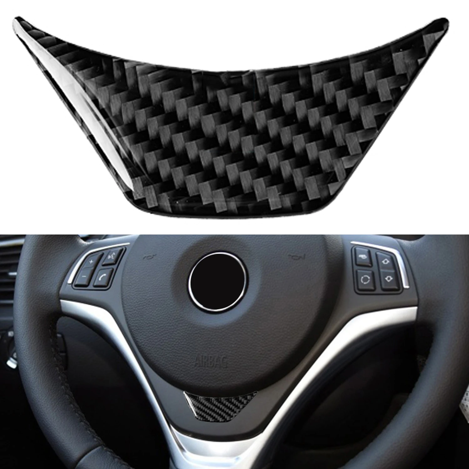 

Fit For BMW X1 E84 2011-2015 Car Styling Accessories Real Carbon Fiber Steering Wheel Center Decor Cover 1pcs